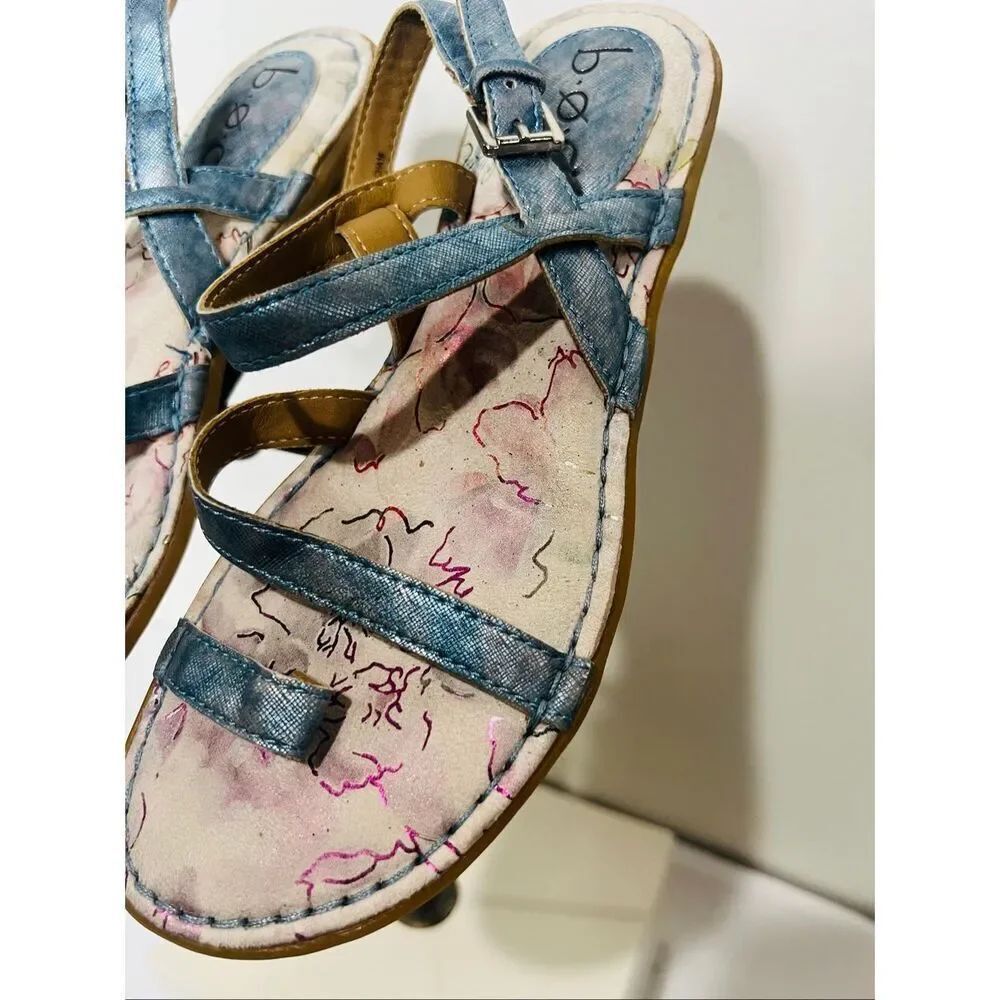 b.o.c by Born Brielle Women's Blue Metallic Strappy Sandals Sz 6M - Picture 3 of 6